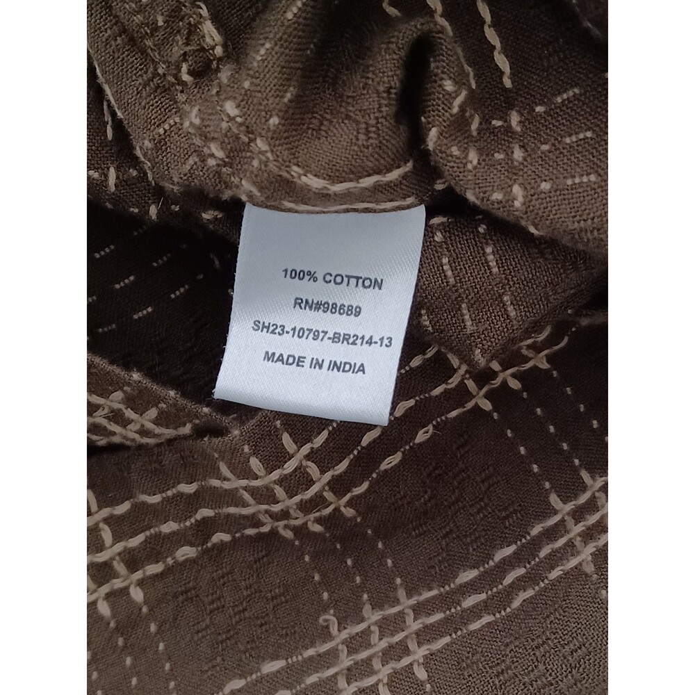 Todd Snyder Mens Beach Long Sleeve Brown Tile Geometric Henley Style Shirt Large - Picture 6 of 7